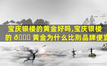 宝庆银楼的黄金好吗,宝庆银楼的 🐟 黄金为什么比别品牌便宜